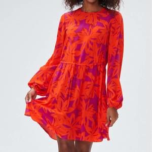 NEW DIANE VON FURSTENBERG sydney mini. dress in brushed petals orange